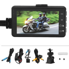 Motociklų fotoaparatas Motociklų Dash Cam 1080P HD dvigubo objektyvo vaizdo įrašymo įrenginys Motociklų veiksmų kamera, 3 colių LCD ekranas, IP68 atsparus vandeniui, įmontuotas labai jautrus mikrofonas