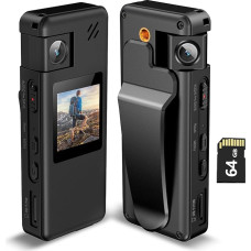 A32 64GB Body Camera, Portable Camera with 180° Rotating Lens and Motion Detection, 1080P Camcorder with Audio and Video Recording for Outdoor Sports Police Delivery Cycling Helmet