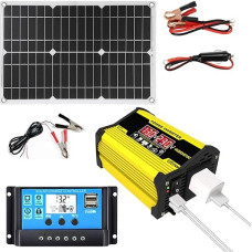 Solarstrom-Set - Dreihundert-Watt-Konverter-Wechselrichter, Wasserdichtes, Wetterfestes Panelsystem | Kompletter Energieregler Mit Zwei USB-Anschlüssen, Ladeeinrichtung Im Freien Für Gartencamping