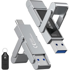 EAGET 128GB Dual Drive USB C Stick, iki 400 MB/s, Typ-C ir USB-A Speedstick, USB 3.2 Speedstick für iPhone 15/16/17, Android Handy, Tablet, Laptop und Mac, Metallgehäuse, Titangrau