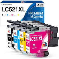 Starink LC521 XL Compatible Ink Cartridges for Brother LC521 LC521XL, LC 521 XL for Brother DCP-J1260W, DCP-J1310DW, DCP-J1313DW, DCP-J1360DW, DCP-J1460DW,Black, Cyan, Magenta, Yellow, 4 Pack
