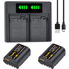 DuraPro 2 x 2280 mAh DWM-BLK22 baterija + LED dvigubas USB įkroviklis su C tipo prievadu, skirtas Panasonic Lumix DC-S5 GH5 II S5II GH6 S5IIX S5M2 S5M2X GH5M2 S9 fotoaparatams