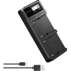 NEEWER Dvigubas USB įkroviklis, suderinamas su 