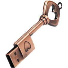 Asmeninė 64 GB USB atmintinė, retro metalinės širdelės formos rakto formos, 