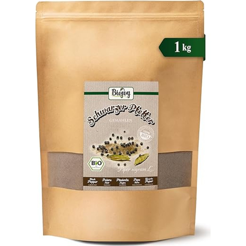 Biojoy Ekologiški pipirai juodieji malti (1 kg), Juodieji pipirai (Piper Nigrum L.)