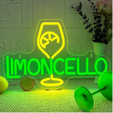 Limoncello Neon Sign Lemon LED Sign Cocktail Bar LED Lettering Bar Light Advertising Applicable for Decoration of Places such as Bars, Cocktail Bar, Pub, Home Bar, Room