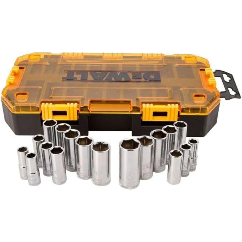 DEWALT DWMT73812 Tough Box Tool Kit 3/8'' Drive Deep Socket Set, 20pc