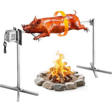 VEVOR Suckling Pig Grill Lamb Grill Skewer Roast Grill 1321mm Rotisserie Grill AC 220-240V, 8 pakopų elektrinis rotacinis kepsninių rinkinys su 40 kg apkrovos talpa, 38 W variklio kepsninės rinkinys vakarėliams