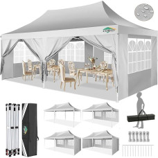 COBIZI Pavillon 3x6,Faltpavillon 3x6 Wasserdicht Stabil Winterfest, Sofort aufklappbare Vordächer Outdoor Gartenzelt mit 6 Seitenteilen, für Party Garten Festival, Weiß