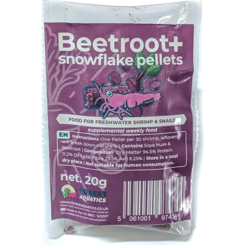 Beetroot and Snowflake Shrimp Feed, Snail Food (20 g)