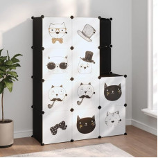Children's Modular Cabinet with 10 Cubes Black Polypropylene Children's Wardrobe Children's Shelf Children's Wardrobe Storage Cabinet Children's Furniture