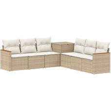 vidaXL Sofa Set 7 pcs Beige und Cremeweiß Polyrattan und Stahl, Moderne Garten-Sofa-Set, wetterfestes Lounge für draußen, Flexibles Design für Terrasse oder Garten
