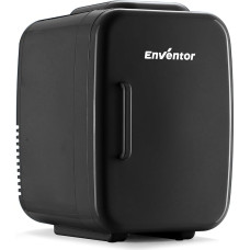 „Enventor“ mini šaldytuvas, 4 l, 220 V kintamosios srovės ir 12 V nuolatinės srovės, juodos spalvos | Kosmetikos šaldytuvas, šaldiklis ir šildytuvas, skirtas miegamajam, namams, automobiliui / odos priežiūrai ir maistui