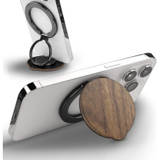 „Carveit“ magnetinis medinis mobiliojo telefono žiedinis laikiklis, 360° pasukamas mobiliojo telefono laikiklis, skirtas „MagSafe“, reguliuojamas piršto laikiklis, suderinamas su „iPhone 15 Plus“/„14 Pro Max“/„13 mini“, Paprastas riešutmedžio medis | Magn
