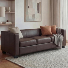 „Mendler Lille“ 3-vietė sofa iš dirbtinės odos, kavos spalvos | sofa, poilsio sofa