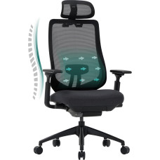 COLAMY XK01 Atlas Ergonomic Mesh Office Chair, High Back Executive Chair, Adjustable Headrest and 4D Arms, Sliding Seat, Tilt Barrier, Nylon Base, Black