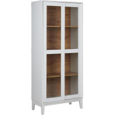 Beliani Rumson White Display Cabinet 183 cm 4 Compartments 2 Sliding Glass Doors