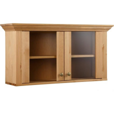 clever-moebel Hanging Display Cabinet Made of Solid Pine Wood with Two Glass Doors and Adjustable Shelf, Country House Style, in White, Dark Brown or Leached/Oiled, 88 x 22 x 45 cm (Leached/Oiled)