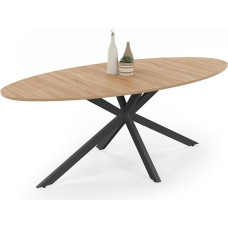 IDMarket – Ovalus valgomojo stalas „ALIX“ 10 asmenims, „Spider“ tipo kojos, medžio ir juodos spalvos, 200 cm