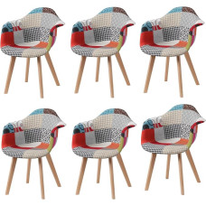 „Mid-Century Modern“ stiliaus valgomojo kėdės, virtuvės kėdės su paminkštintu sėdimuoju ir bukmedžio kojomis, 6 vnt. rinkinys (raudonos)
