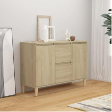 Homgoday Modern Chest of Drawers, Buffet, Side Cabinet, Dining Table, Plywood Sideboard, Sonoma Oak, 103.5 x 35 x 70 cm, Chest of Drawers with 2 Drawers, Kitchen Cabinet for Bedroom