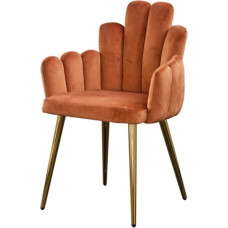 KAWOLA „Freja“ poilsio kėdė – moderni aksominė valgomojo kėdė, aksominis apmušalas ir metalinis rėmas, elegantiškas dizainas, idealiai tinka valgomajam ir biurui, vario spalvos