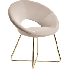 „Wohnling“ valgomojo kėdė „Velvet Beige“ su auksinėmis kojomis | Iš audinio ir metalo pagaminta „Shell“ tipo kėdė su išlenkta atlošo dalimi, elegantiška apmušta kėdė, virtuvės kėdė su plastikiniais iškilimais