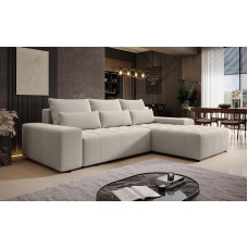 „Alvorada“ kampinė sofa su miego funkcija, 280 cm, kreminė spalva