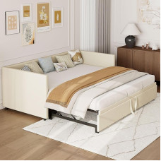 Sofa Bed 90 x 200 cm, 3-in-1 Sofa Bed with Trundle Bed, 2-Seater Sofa Bed Chaise Longue Velvet, Bed Frame Sofa with Slatted Frame (without Mattress)