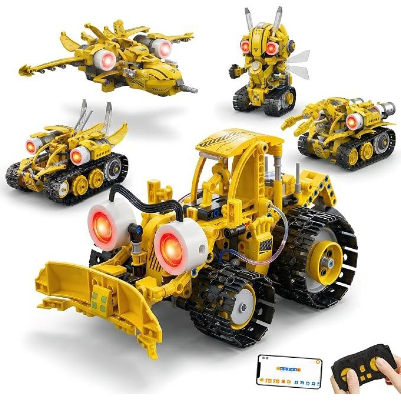Robotų konstravimo rinkinys, „5-in-1“ modelių rinkinys, projektų dovanų rinkinys | Programuojamas robotas: dvigubas valdymas, servomechanizmų reakcija ir variklinės pavaros; mokymosi laikas, dovanos, šeimos projektai