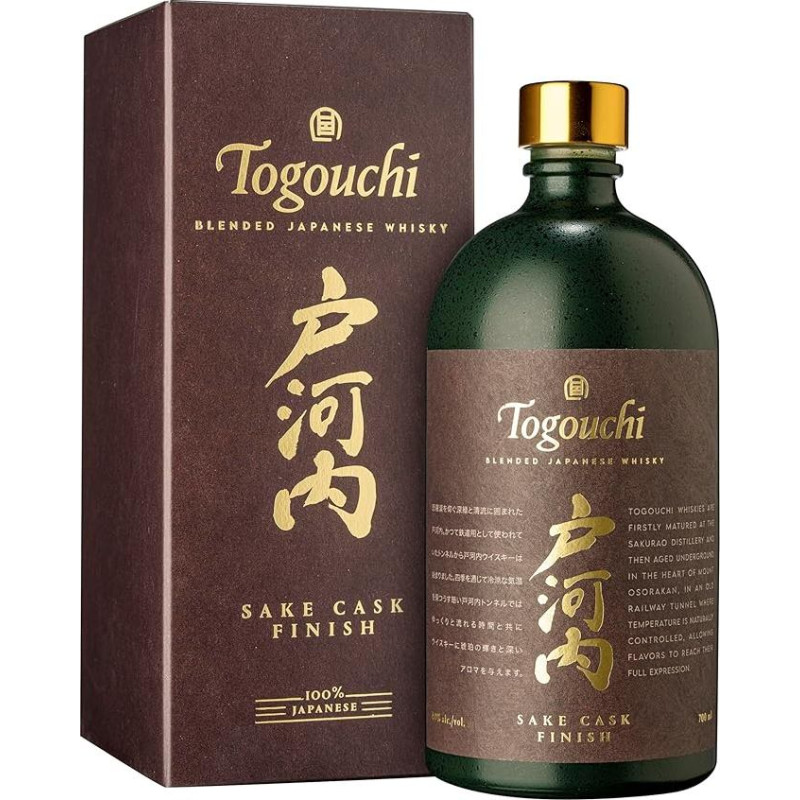 Togouchi Sake Cask Japanese Blended Whisky Refined for Several Months in Sake Barrels Fruity and Woody Profile 100% Barley from Japan 40% Vol. 0.7 Litres