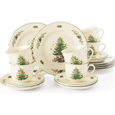 Seltmann Weiden 18-Piece Coffee Service Cream, Set for up to 6 People, Marieluise Series, Includes 6 Dinner Plates and Breakfast Plates, Hard Porcelain Green / Multi-Coloured | Marieluise series, includes 6 dinner plates and breakfast plates, hard porcela