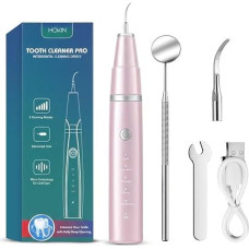 HOKIN Dental Care Set Dental Premium Tooth Cleaning Tartar Remover Tooth Probe Mouth Mirror Scaler Made of Stainless Steel (Pink)