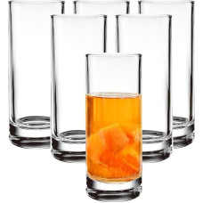 Stiklinės „Highball“ su storu pagrindu, skaidrių gėrimų stiklinių rinkinys vandeniui, sultims, kokteiliams, vynui, alui ir viskiui, 10 oz, 6 vnt. rinkinys