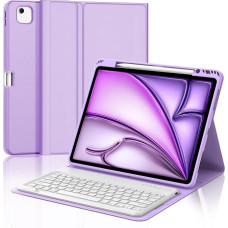 For iPad Air 13 (M4/M3/M2) & Pro 12.9 Case with Keyboard QWERTZ | Long battery life, reliable protection, for optimal use, for iPad Air 13 case with keyboard light purple