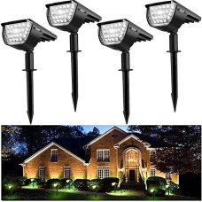 Jior Solar Lights for Outdoors, 6500 K White Solar Lights Garden, LED Solar Path Lighting Spotlight, IP65 Waterproof Solar Light, 3 Modes Lighting, Outdoor Wall Light for Gardens, Patio, Pack of 4