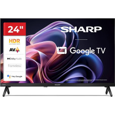 SHARP 24HF2365E „Google TV“, 24 colių HD, be rėmo, 60 Hz, „Bluetooth“, garsiakalbiai 2 x 3 W, 3 HDMI jungtys, 2 USB jungtys, spalva – juoda [energinė klasė E]