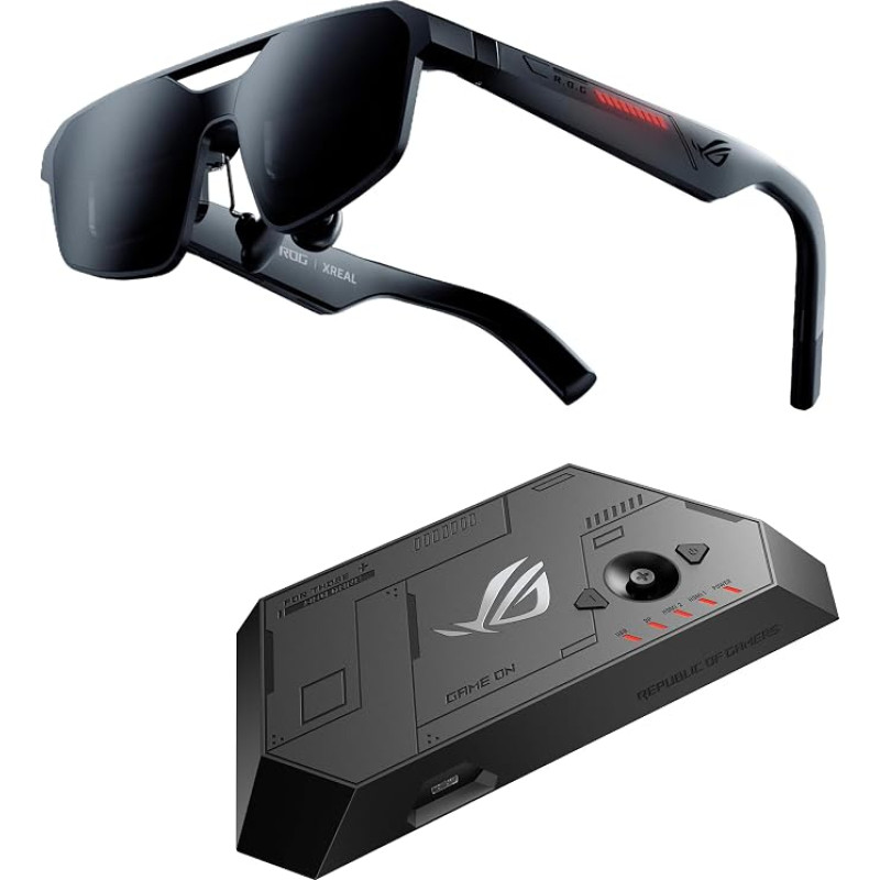 „Asus“ – „ASUS ROG XREAL R1“ žaidimų akinių su papildytos realybės funkcija – „Waist 63“ | 0,01 ms, 57° matymo laukas, elektrochrominis ryškumo reguliavimas, natūralus 3DoF, „Instant 3D“, integracija su „ROG“ ekosistema per „ROG Ally“, „Bose“ garso sistem