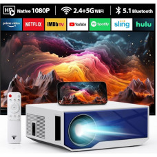 Projector, 4K Support 5G WiFi Projector with 20,000 Lumens 300 Inch Display in the Evening Outdoor Projector Home Cinema Compatible with Smartphones / TV Stick / PS5 / USB