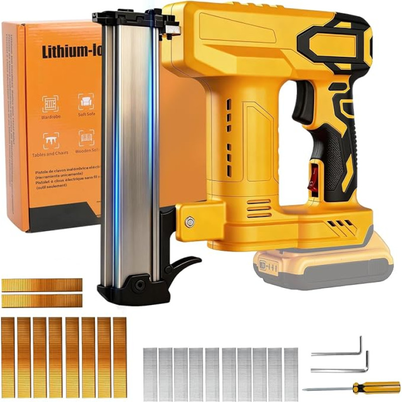 „2-in-1“ akumuliatorinis vinų pistoletas „Dewalt“, belaidis vinų pistoletas | elektrinis vinų pistoletas su apsauga nuo užstrigimo, 80 šūvių per minutę, su 1000 sąvaržų ir 1000 vinių, skirtas namų meistrams, savarankiškiems meistrams ir medžio apdirbimui