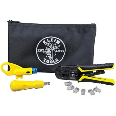 Klein Tools VDV026-212 Coaxial Installation Kit with Crimping Tool, Cable Cutter, Wire Stripper and F Connectors with Storage Bag