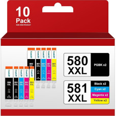 580 581XXL Compatible PGI 580 CLI 581XXL for Canon Printer Cartridges 580 581 for Canon TR8550 Printer Cartridges for Canon Pixma TS705a TS705 TR7650 TS6350a TS8350 (PGBK/C/M/Y/BK,Pack of 10)