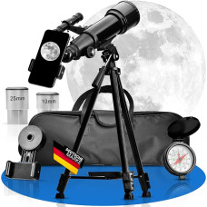 „ASTRADA“ teleskopas [70/400] su trikoju ir mobiliojo telefono laikikliu – astronominis teleskopas vaikams ir suaugusiems – komplekte yra lęšiai, kompasas ir nešiojimo krepšys