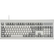 Perixx PERIBOARD-106M Full Format USB Wired Keyboard with Ergonomic Design, Retro/Vintage Design, Grey/White