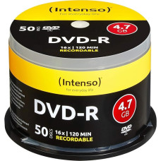 Intenso DVD-R 16x Speed 50 Spindle DVD Blanks | Storage media for DVD burners - 120 min video quality - Blanks for film recording and data backup