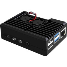„GeeekPi Armor“ korpusas su dviem ventiliatoriais, skirtas „Raspberry Pi 4“; aliuminis pasyvaus aušinimo korpusas, skirtas „Raspberry Pi 4“ modelio B versijoms su 2 GB, 4 GB ir 8 GB atmintimi (2510 ventiliatorius)