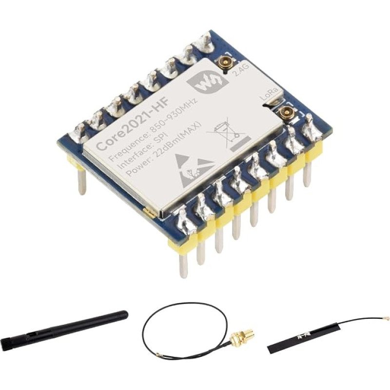Waveshare Core2021 HF Dual-Band LoRa Module with Header, 850~930MHz Frequency, Based On LR2021 Transceiver, Supports Sub-GHz, 2.4GHz & 1.5~2.5GHz Frequency Bands, Low Power & Multi-Protocol IoT