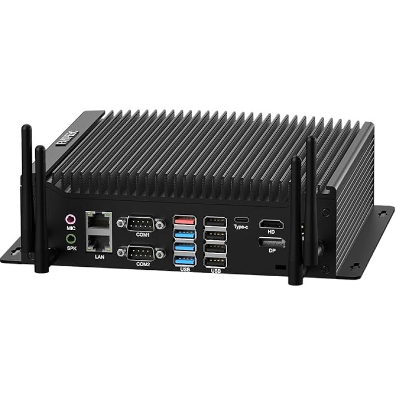 „FANPEEC“ pramoninis mini kompiuteris be ventiliatoriaus su „Core i7-10510U“ procesoriumi, 32 GB DDR4 RAM ir 1 TB SSD | Mini kompiuteris be ventiliatoriaus su „Windows 11 Pro“, 6 COM jungtimis, 2 x 6-pin GPIO, „Wi-Fi 5“ ir „Bluetooth 4.2“, 4K HD+EDP+Type-