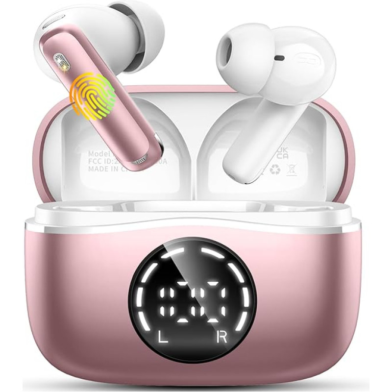 Donerton Nerunsa 2026 Bluetooth Headphones, 50 Hours Playtime In-Ear Headphones with ENC Noise Cancelling, Headphones Wireless Bluetooth 5.4 HiFi Stereo, LED Display