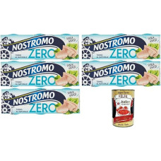 „Nostromo Tonno Zero al Naturale“ natūralus „Zero“ tunas, 5 x 3 x 65 g + „Italian Gourmet Polpa“, 400 g